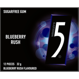 5 GUM BLUEBERRY RUSH Sugarfree Chewing Gum 12 Pieces 32g image