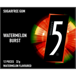 5 GUM WATERMELON BURST Sugarfree Chewing Gum 12 Pieces 32g image